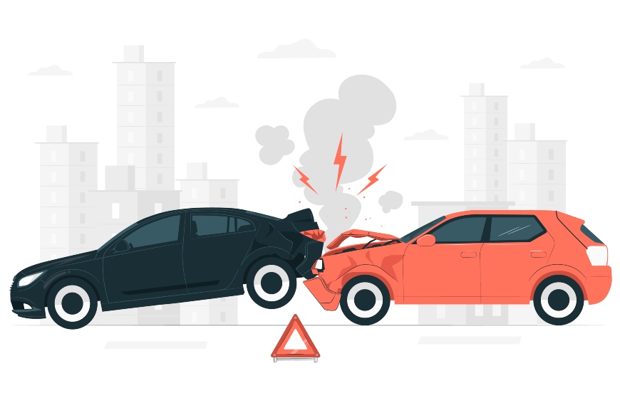 Eine Grafik von einem Auto, das mit einem anderen kollitiert.