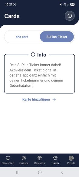 Login-Screen in der aha App, um die Schüler- und Lehrlingsfreifahrt zu aktivieren.